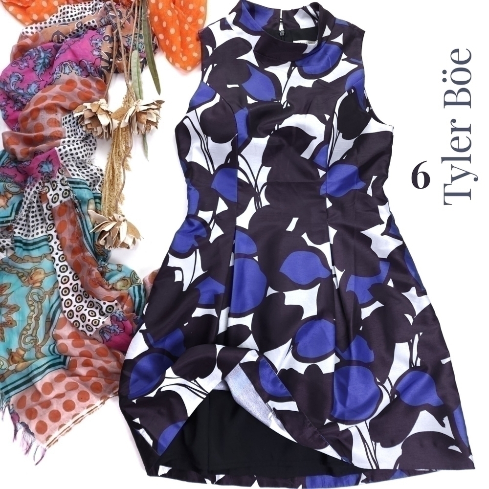 New Tyler Boe Blue Black White Dress Size 6